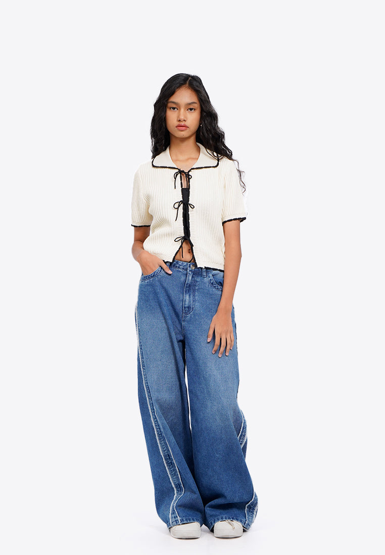 Contrast Hem Short Sleeve Top