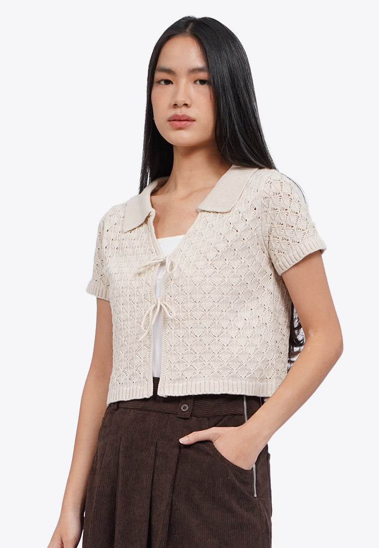 Open Work Floral Knit Top