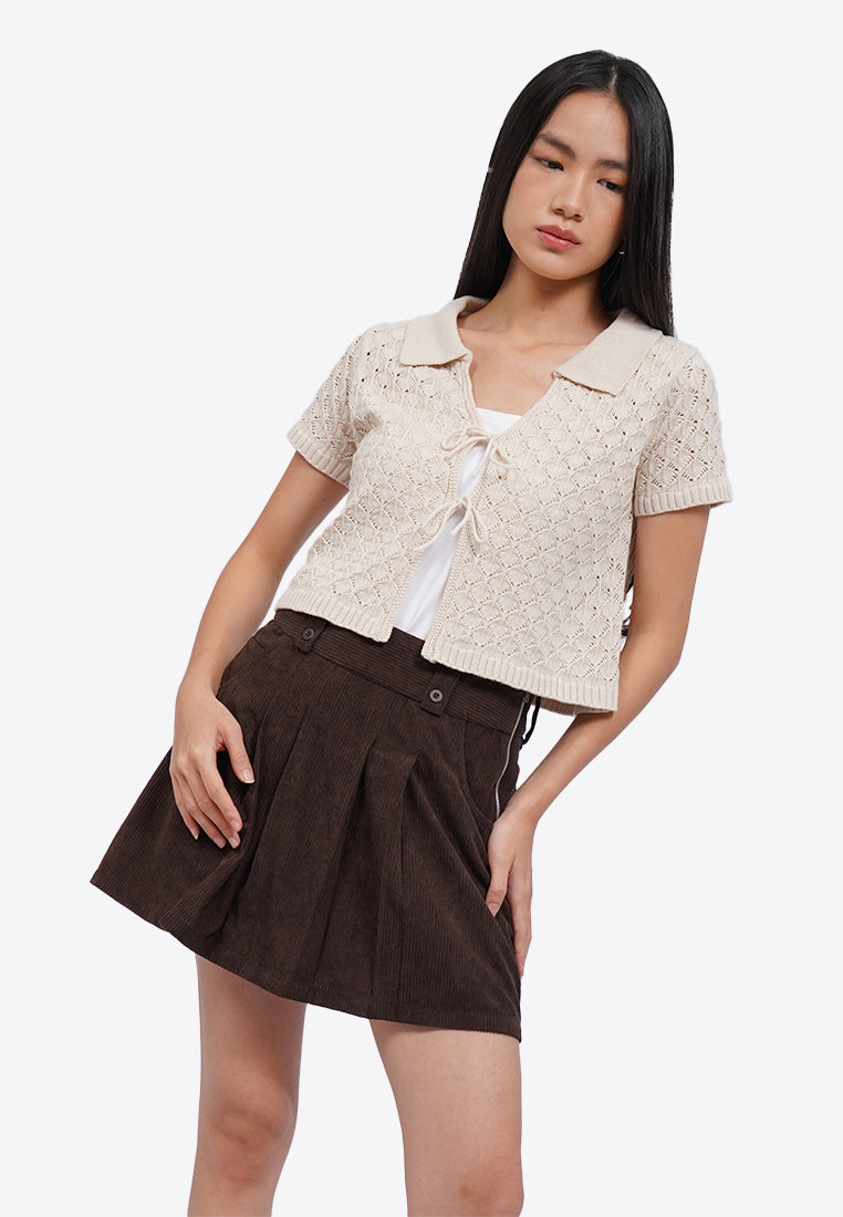 Open Work Floral Knit Top