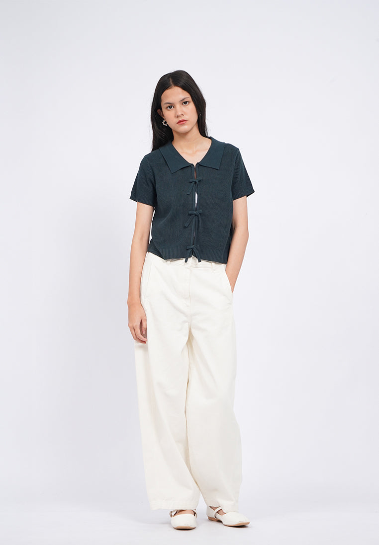 Tied Details Short Sleeve Knit Top