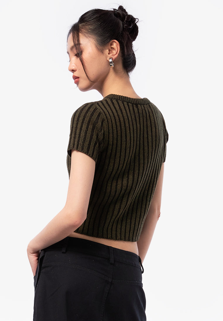 Ribbed Short Sleeve Top