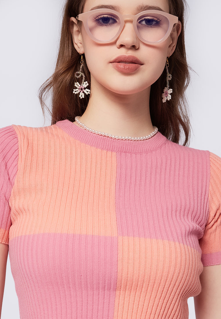 Fitted Round Neck Knit Top