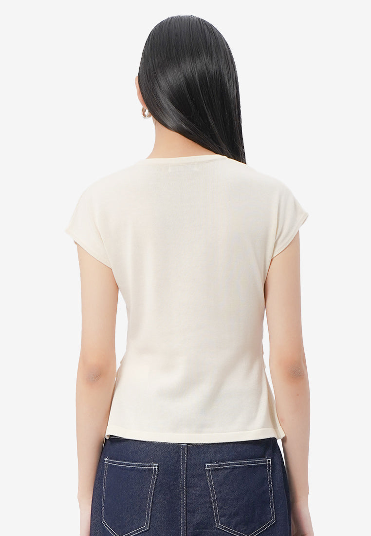 Ruched Split Hem Short Sleeve Top