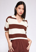 Striped Crop Polo Top