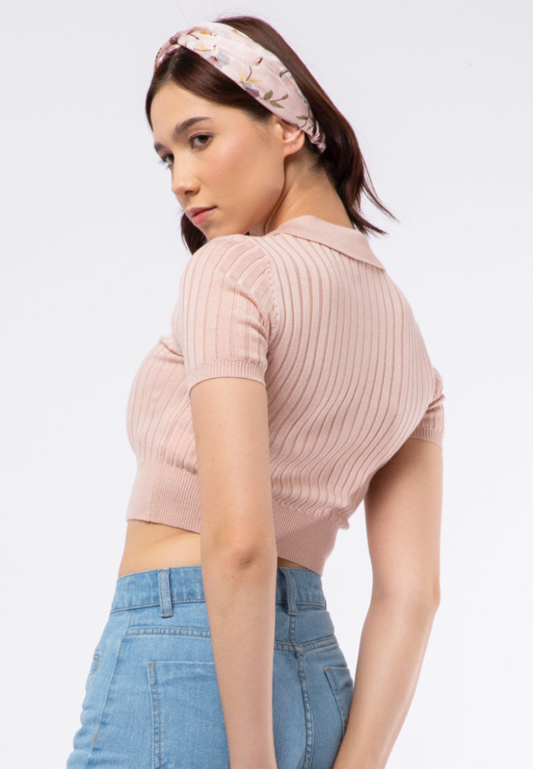 Fitted Knit Polo Top