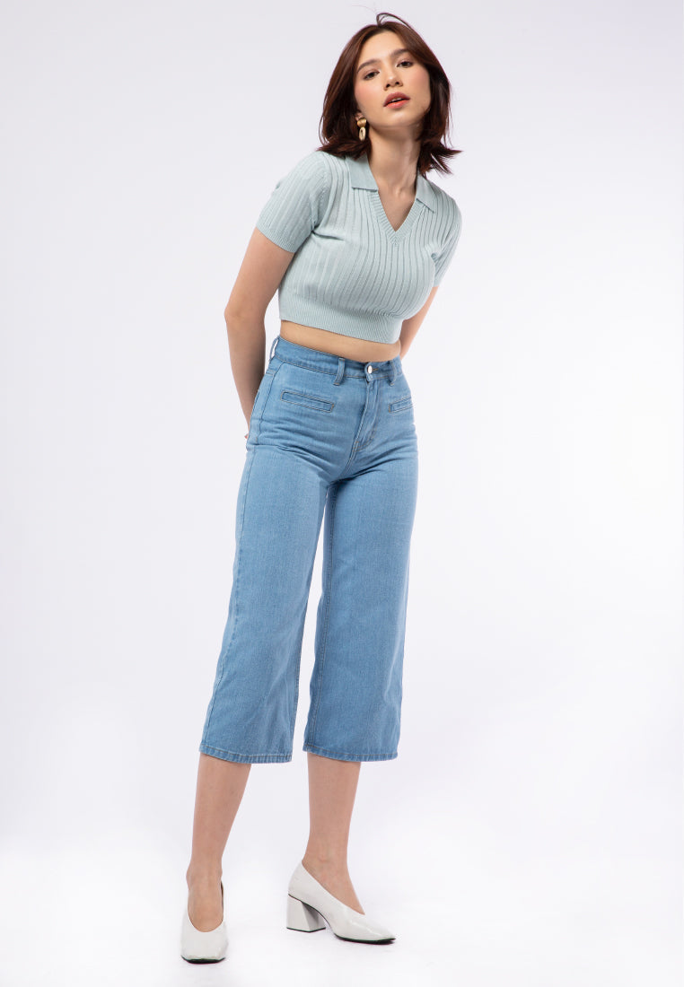 Fitted Knit Polo Top
