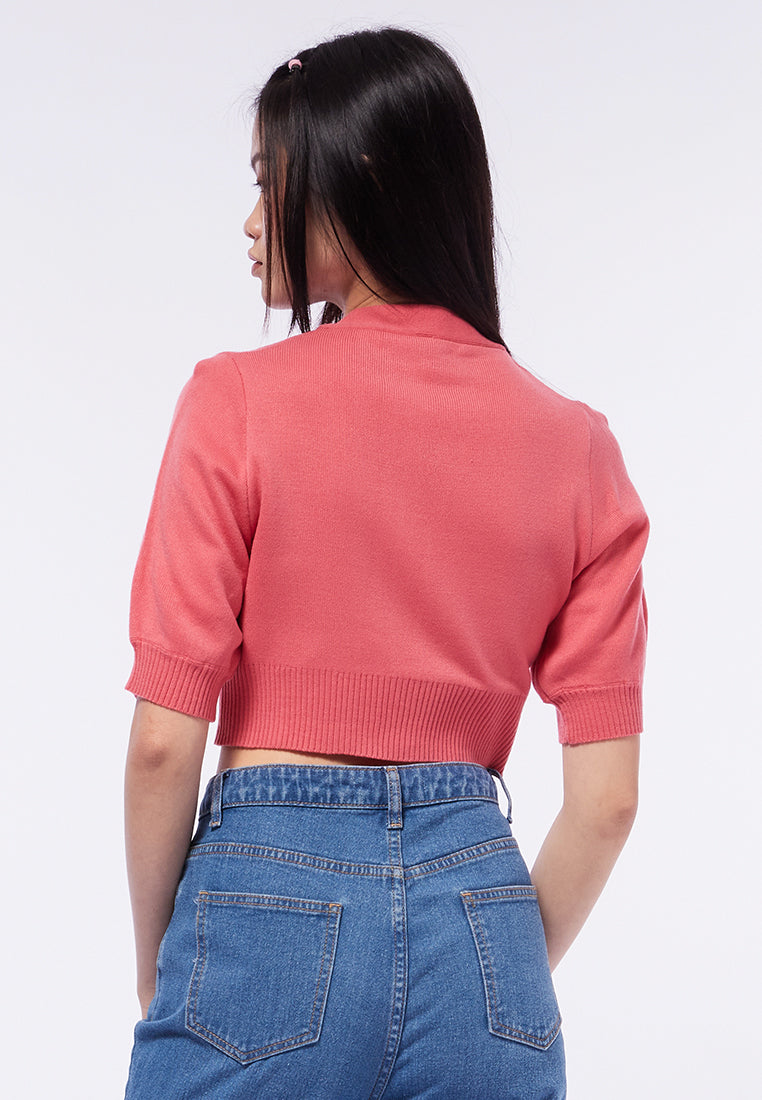 Button Up Flower Knit Top