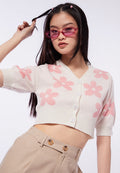Button Up Flower Knit Top