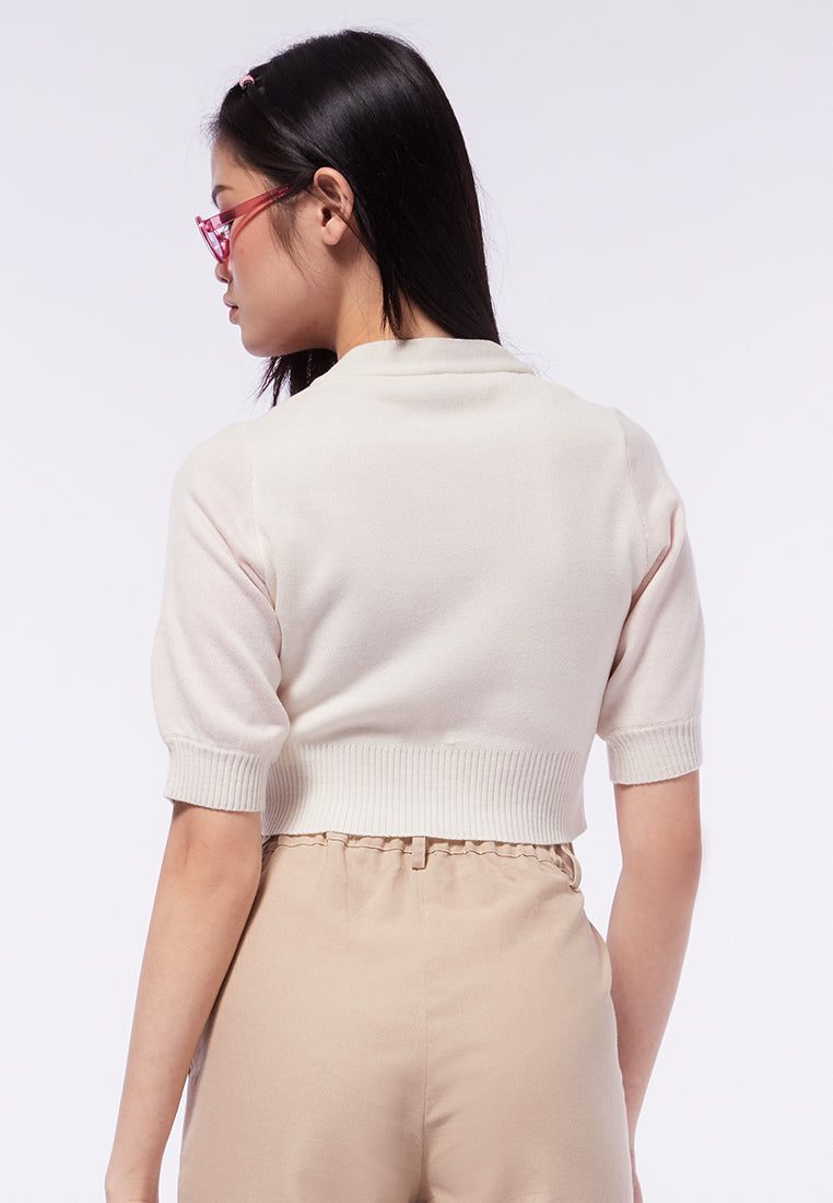 Button Up Flower Knit Top