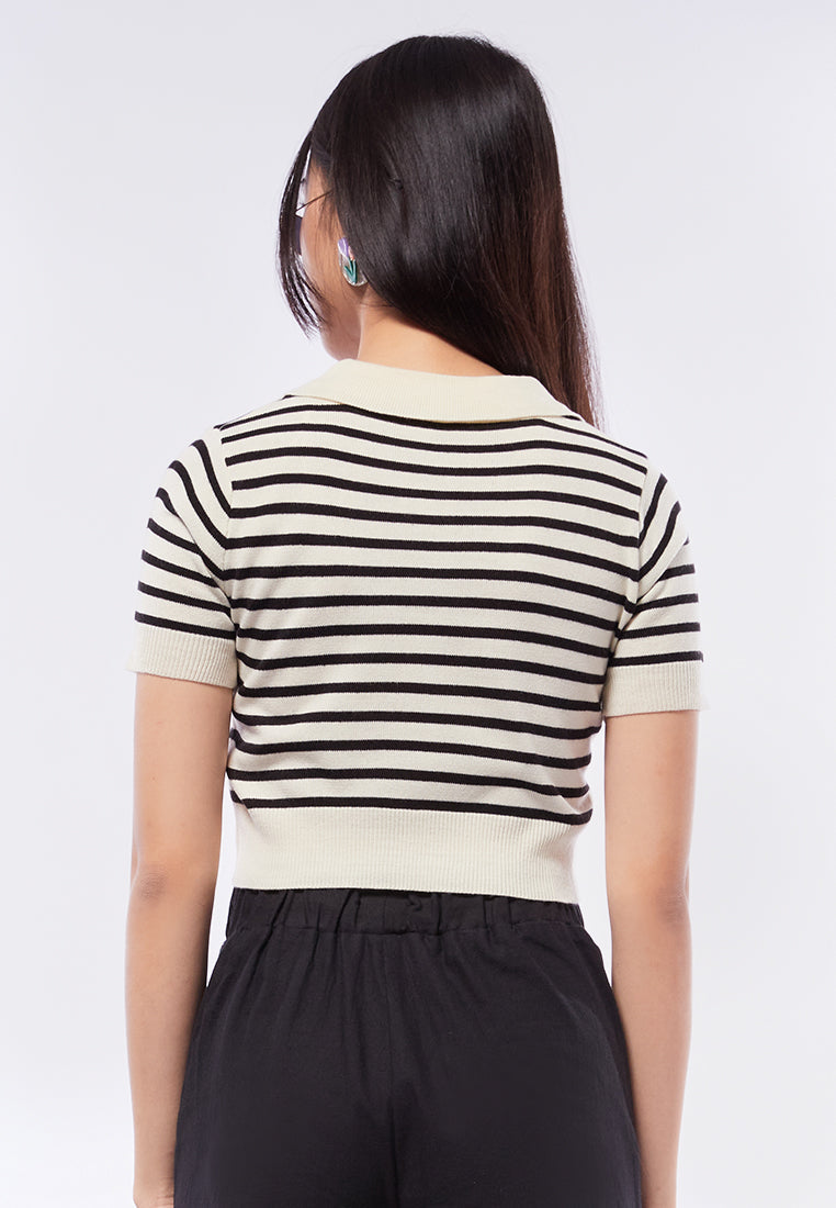 Crop Stripe Knit Top