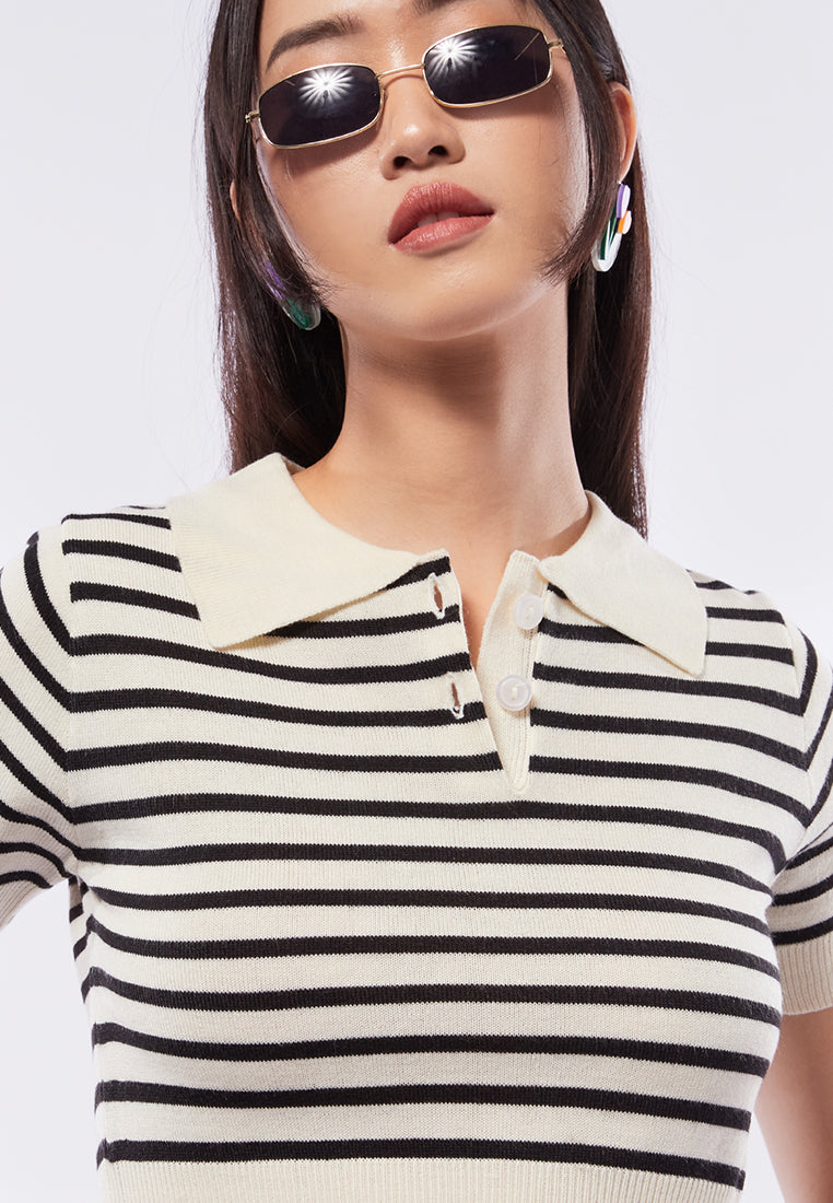 Crop Stripe Knit Top