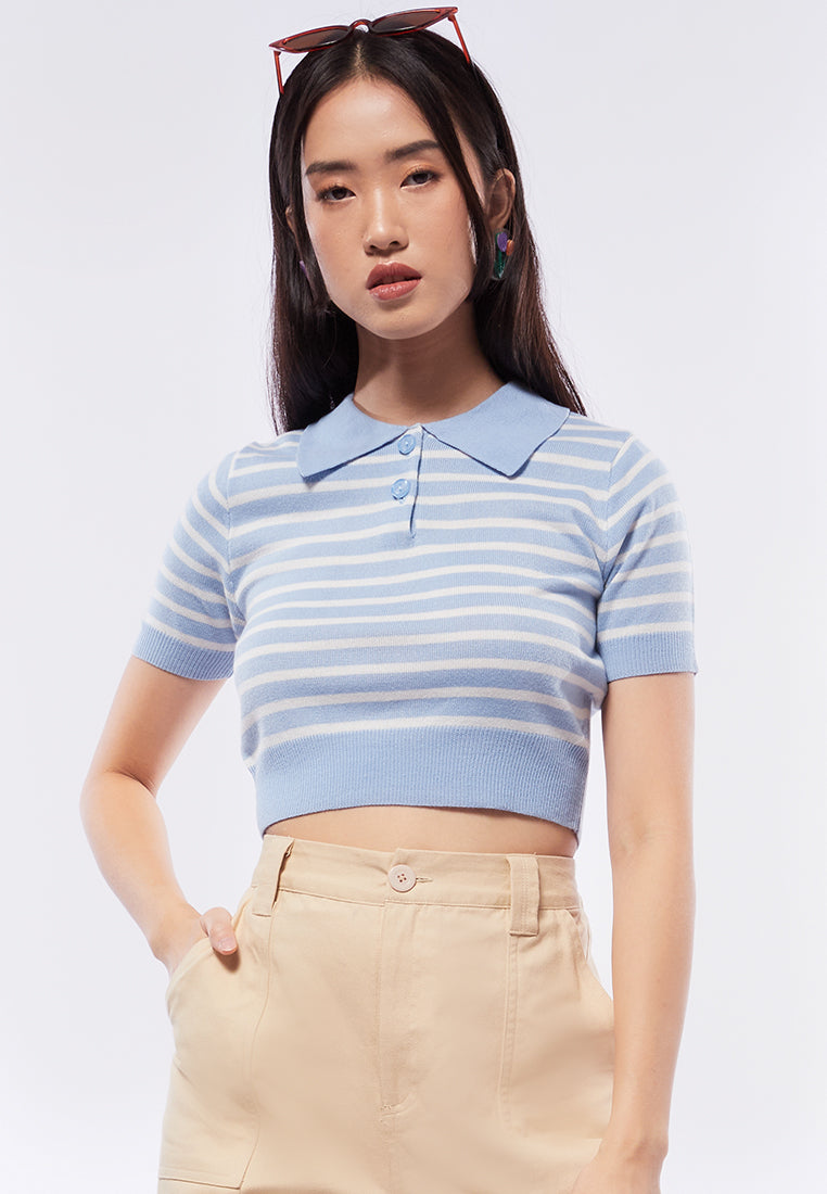 Crop Stripe Knit Top
