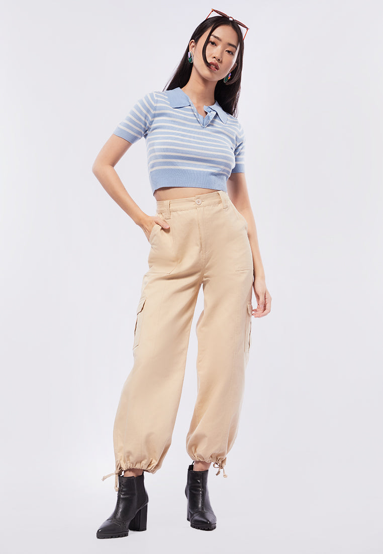 Crop Stripe Knit Top