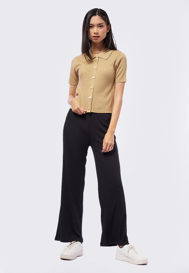 Textured Knit Polo Top