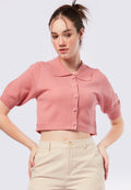 Puff Sleeves Polo Crop Top