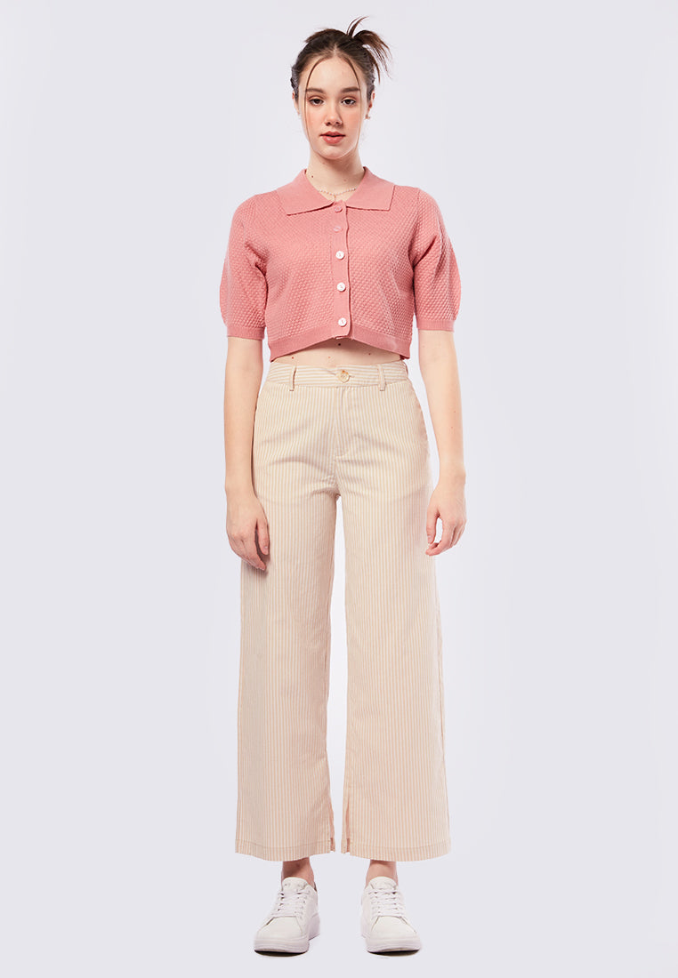 Puff Sleeves Polo Crop Top