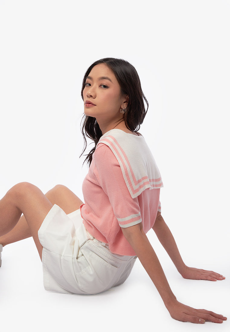 Sailor Short Sleeve Knit Top