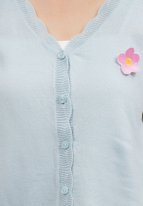 Flower Detail Short Sleeve Knit Top