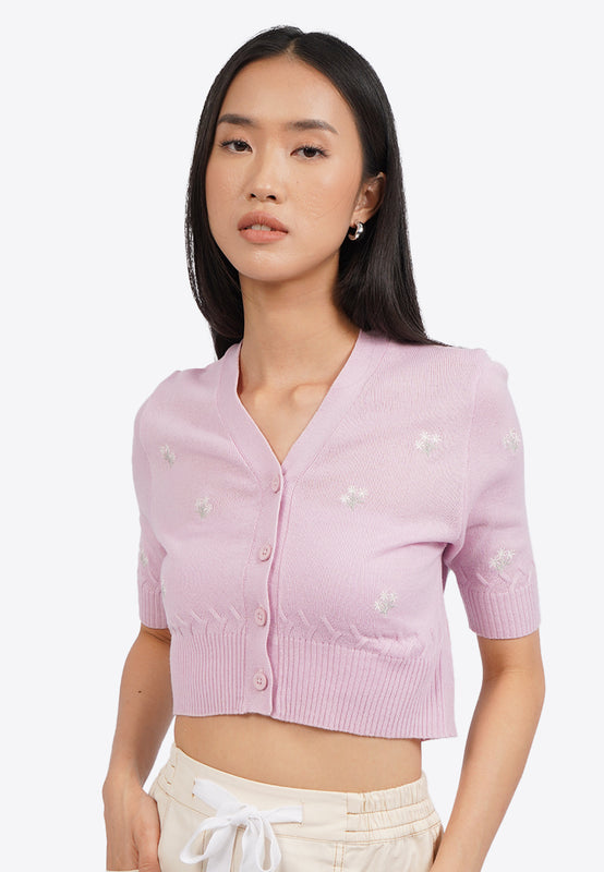 Short Sleeve Cropped Knit Top