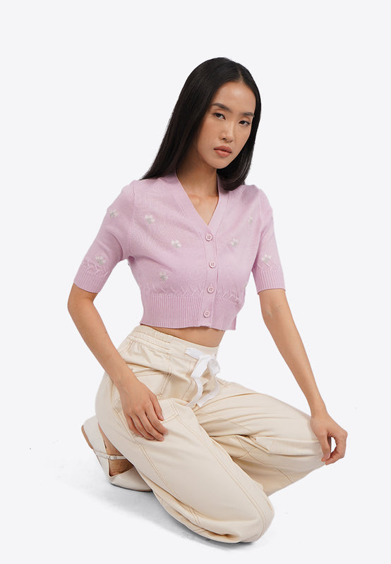Short Sleeve Cropped Knit Top
