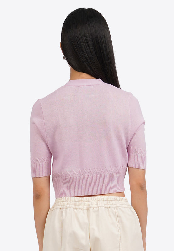 Short Sleeve Cropped Knit Top