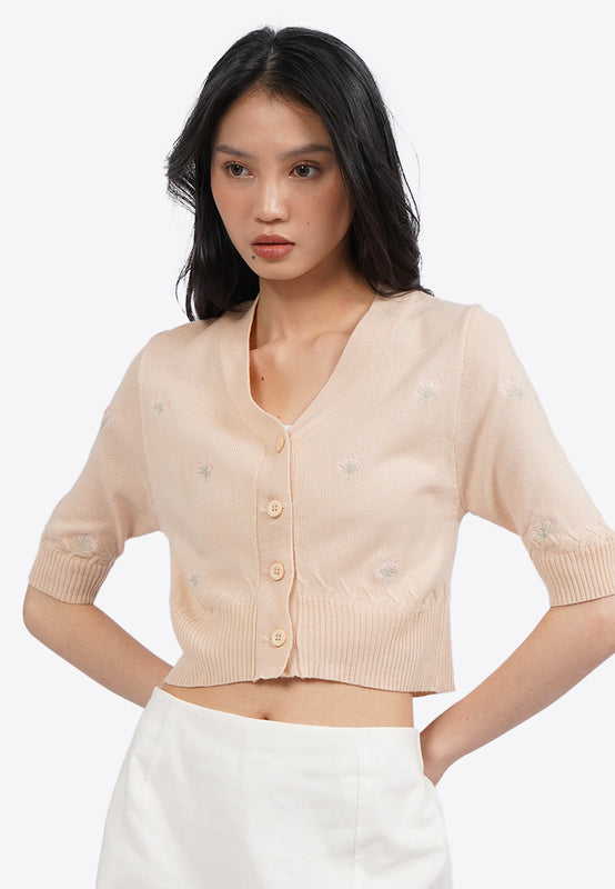 Short Sleeve Cropped Knit Top