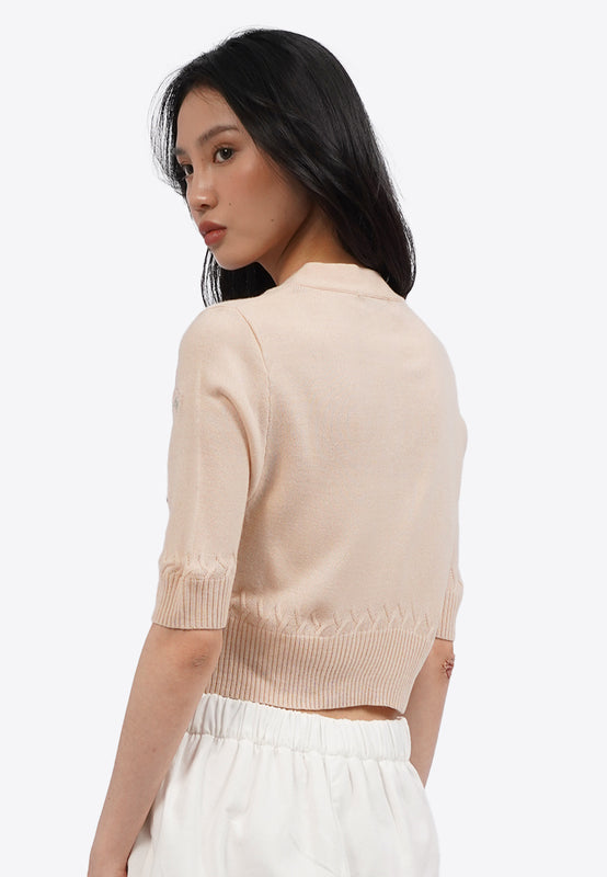 Short Sleeve Cropped Knit Top