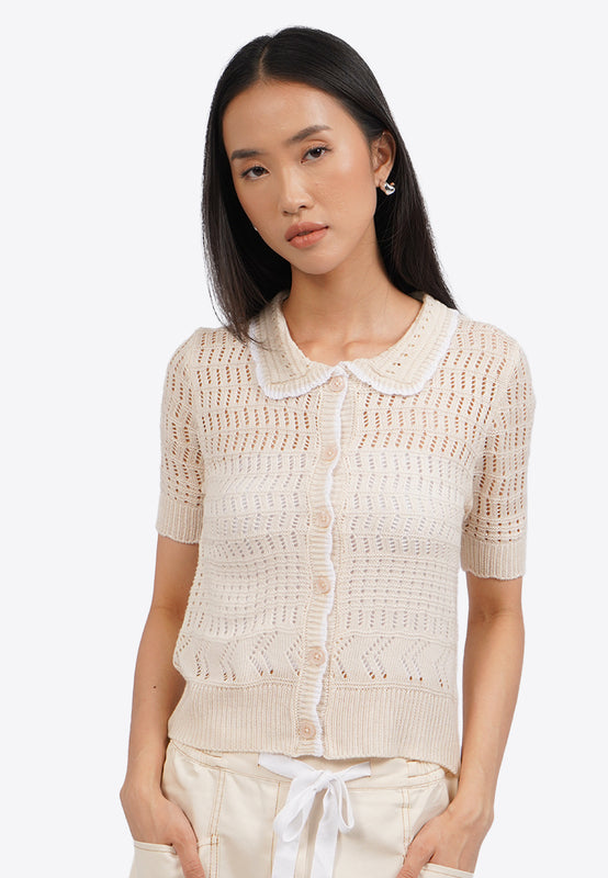 Short Sleeve Knit Collar Top