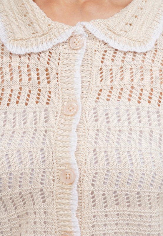 Short Sleeve Knit Collar Top