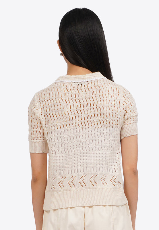 Short Sleeve Knit Collar Top