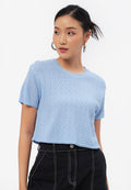 Textured Short Sleeve Knit Top Blue