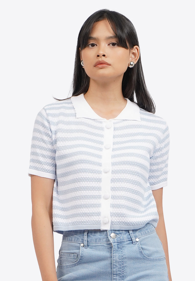Short Sleeve Striped Knit Top