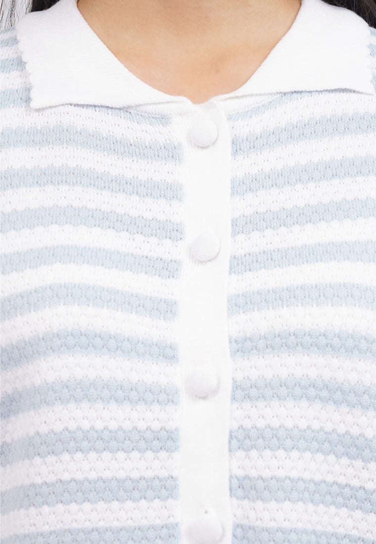 Short Sleeve Striped Knit Top