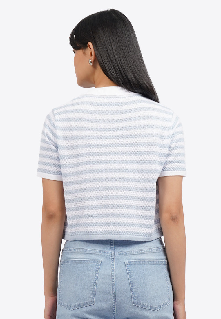 Short Sleeve Striped Knit Top