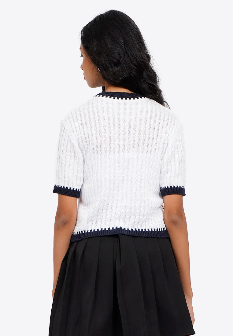 Contrast Hem Knit Top