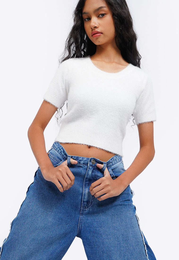 Fur Textured Crop Top