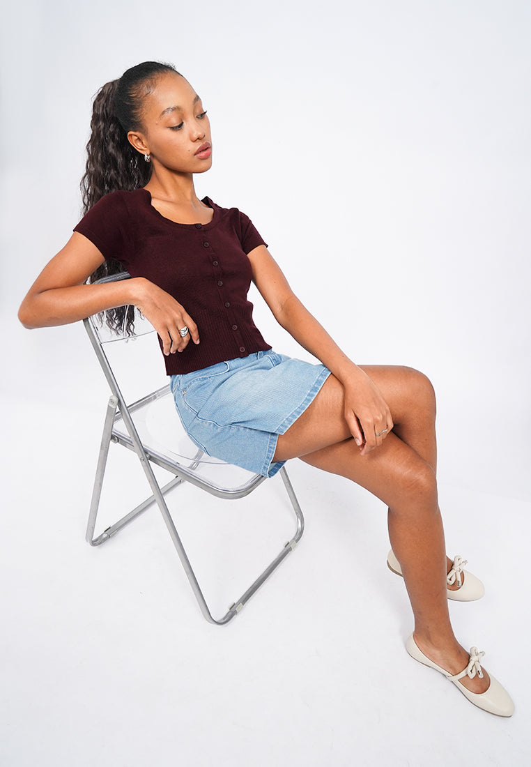 Button Up Short Sleeve Top