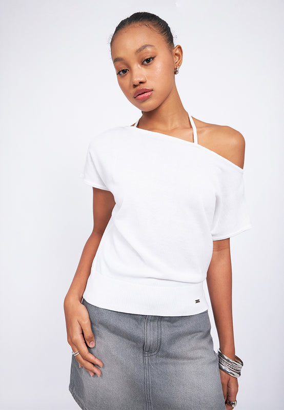 Strap Details One Shoulder Top