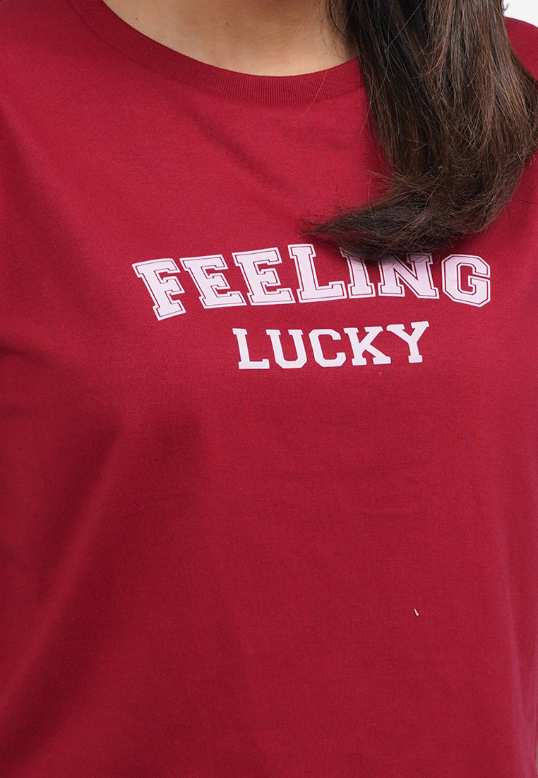 Short Sleeve Crop Graphic T-Shirt Maroon