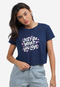 Short Sleeve Crop Graphic T-Shirt Navy