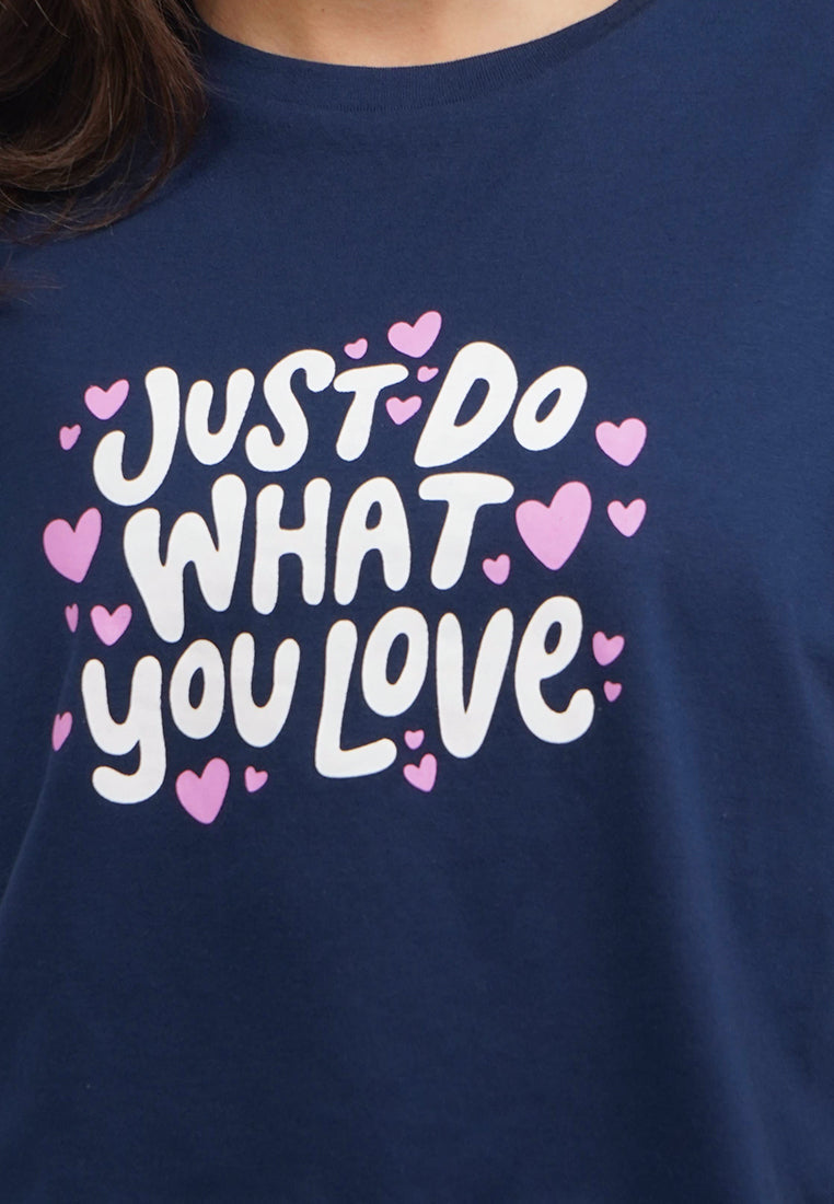 Short Sleeve Crop Graphic T-Shirt Navy