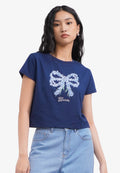 Short Sleeve Graphic Crop T-Shirt Navy