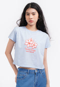 Short Sleeve Graphic Crop T-Shirt L.Blue