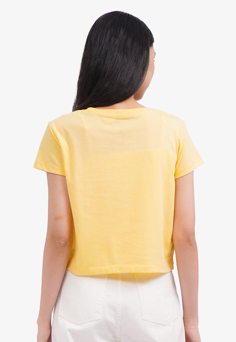 Short Sleeve Graphic Crop T-Shirt Yellow