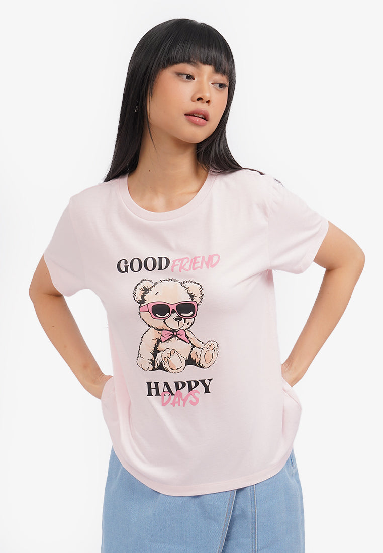 Short Sleeve Graphic T-Shirt L.Pink