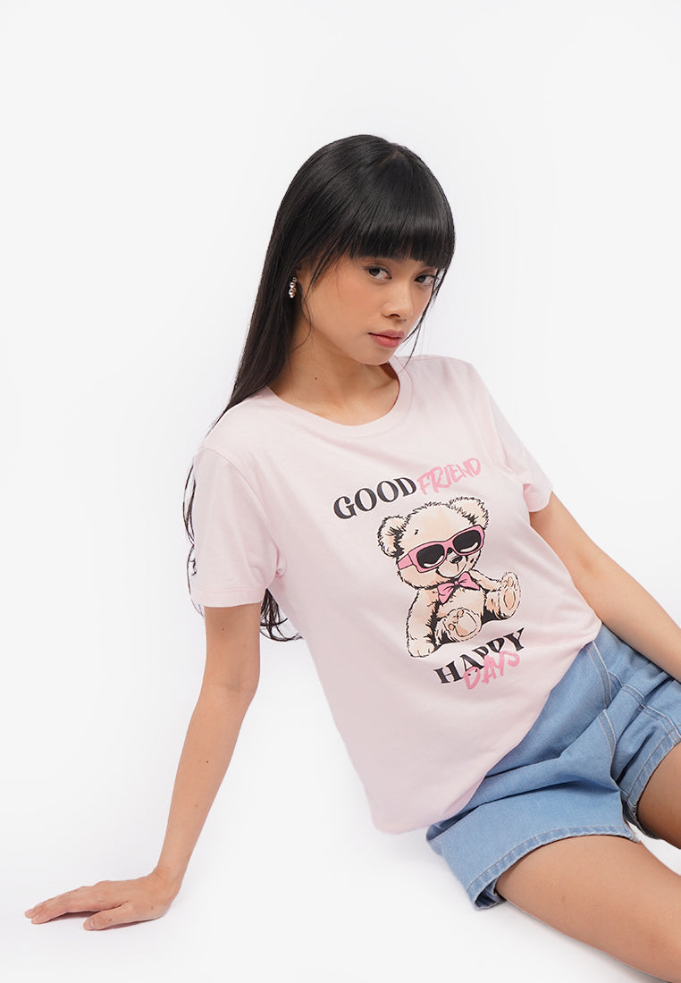 Short Sleeve Graphic T-Shirt L.Pink