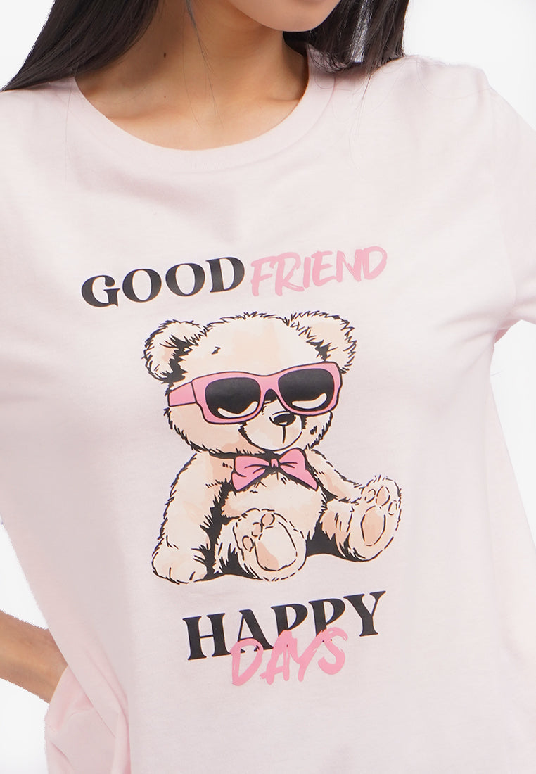 Short Sleeve Graphic T-Shirt L.Pink