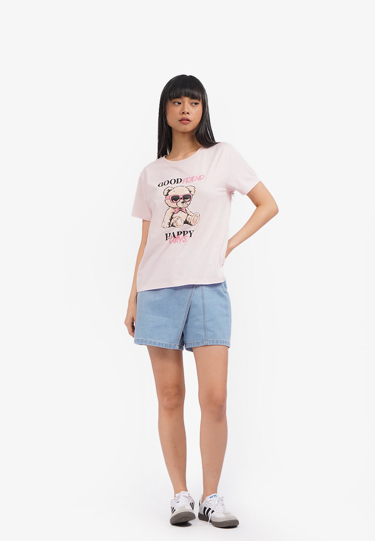 Short Sleeve Graphic T-Shirt L.Pink