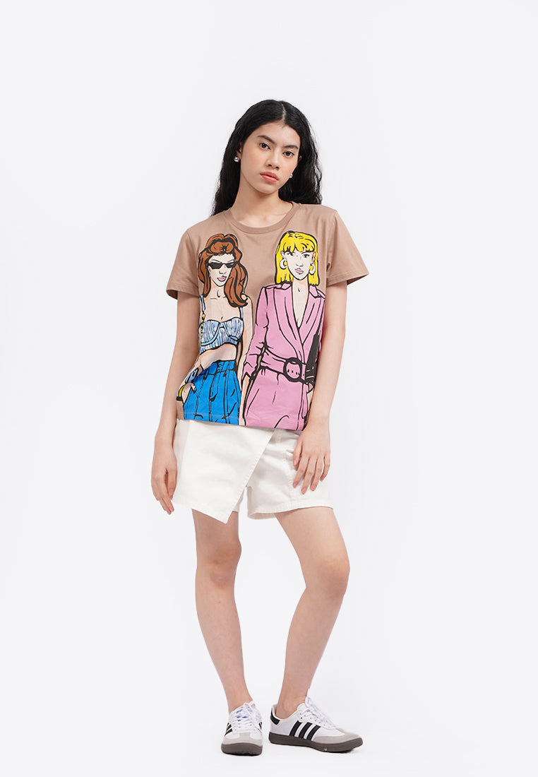 Short Sleeeve Graphic T-Shirt Brown