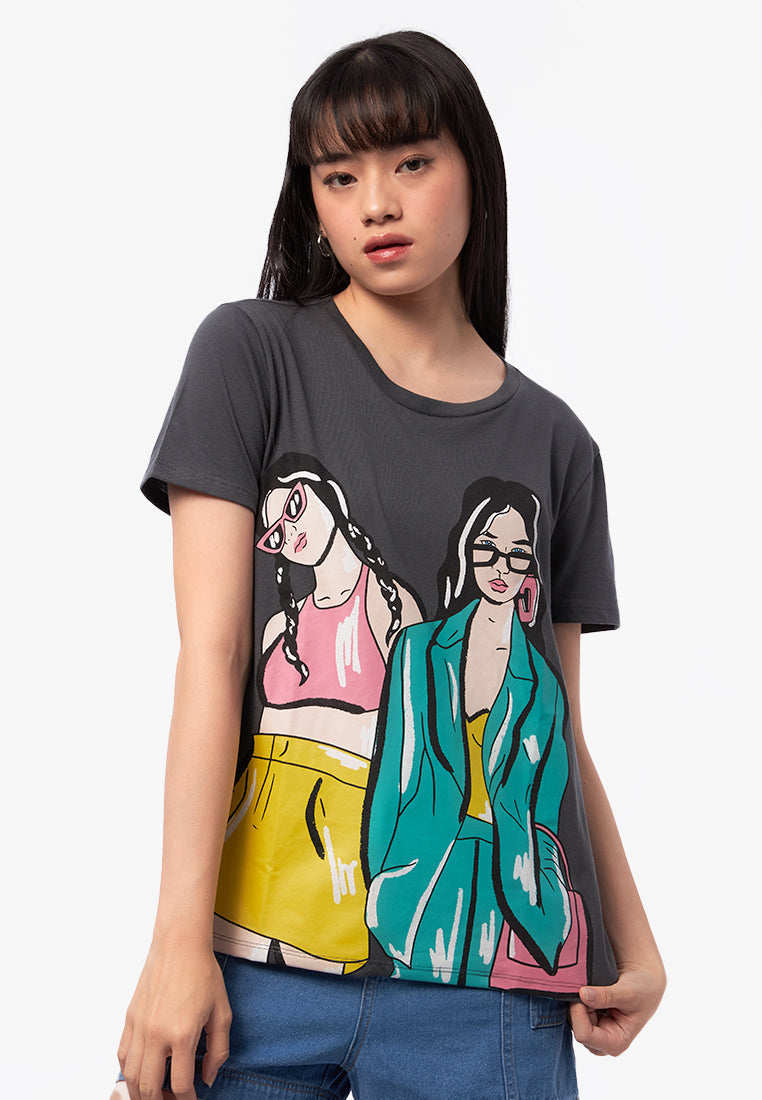 Graphic Short Sleeve T-Shirt Dark Grey